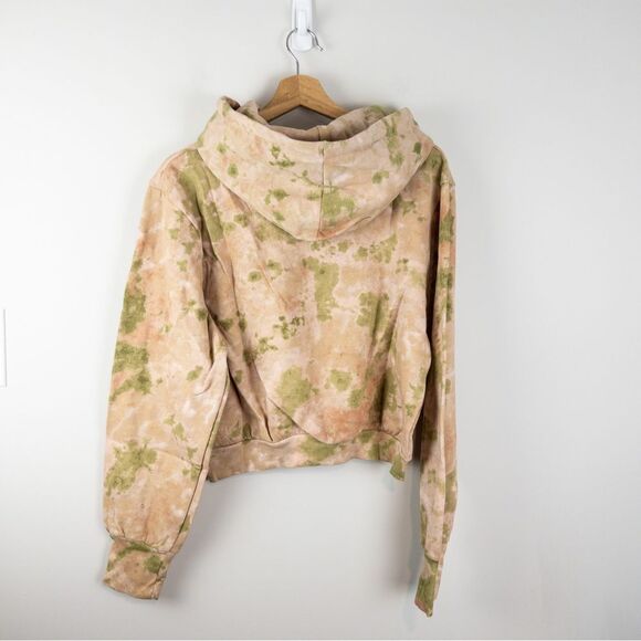 AFRM Womens Size XL Blush Olive Tie Dye Cropped Hoodie NEW Streetwear Casual - Picture 3 of 11